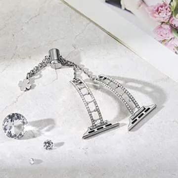 Missair Compatible with Apple Watch Band 38mm 40mm 41mm 45mm 44mm 42mm Series 8 7 6 5 4 3 2 1 SE Ultra 49mm, Women Bling Diamond Jewelry Dressy Metal Strap Shiny Bracelet