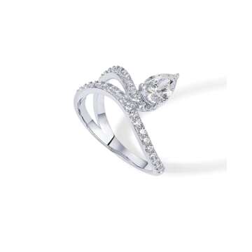 PAVOI 14K Gold Plated Premium Cubic Zirconia Square Solitaire Engagement Ring for Women | Unique Wavy Band Promise Ring | Fake Wedding Ring