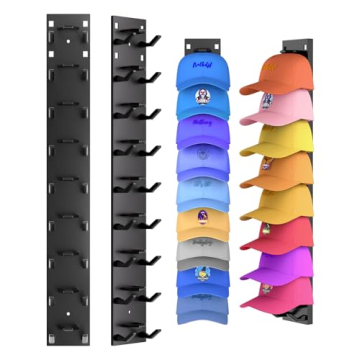 2 Pack Hat Organizer for Baseball Caps, Strong Adhesive Hat Rack for Wall, Multilayer Hat Storage Di...