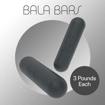Bala Bars - Set of 2 (3lb Each) | Dumbbell Set | Yoga, Dance, Barre, Pilates, Cardio, Aerobics, Walking | Charcoal