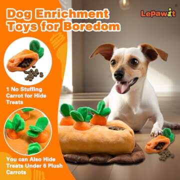 Lepawit Easter Dog Toys, Carrots Hide and Seek Dog Toys, Squeaky Interactive Puzzle Dog Toys for Boredom and Stimulation, Easter Dog Gift for Small and Medium Dogs
