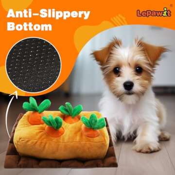 Lepawit Easter Dog Toys, Carrots Hide and Seek Dog Toys, Squeaky Interactive Puzzle Dog Toys for Boredom and Stimulation, Easter Dog Gift for Small and Medium Dogs