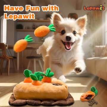 Lepawit Easter Dog Toys, Carrots Hide and Seek Dog Toys, Squeaky Interactive Puzzle Dog Toys for Boredom and Stimulation, Easter Dog Gift for Small and Medium Dogs