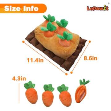 Lepawit Easter Dog Toys, Carrots Hide and Seek Dog Toys, Squeaky Interactive Puzzle Dog Toys for Boredom and Stimulation, Easter Dog Gift for Small and Medium Dogs