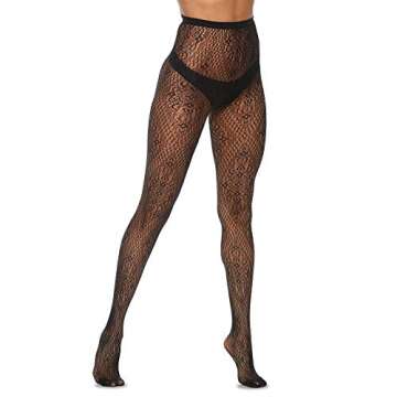 MANZI 4 Pairs Patterned Tights for Women Fishnet Stocking