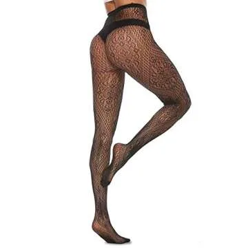 MANZI 4 Pairs Patterned Tights for Women Fishnet Stocking