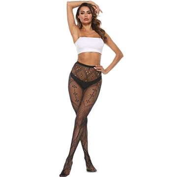 MANZI 4 Pairs Patterned Tights for Women Fishnet Stocking