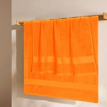 GLAMBURG Premium Cotton 4 Pack Bath Towel Set - 100% Pure Cotton - 4 Bath Towels 27x54 - Ideal for Everyday use - Ultra Soft & Highly Absorbent - Orange