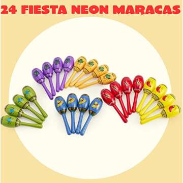 JOYIN 24 Mini Wooden Fiesta Maracas - Fun Noisemakers for Celebrations