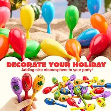 Mini Wooden Fiesta Maracas - 24 Colorful Party Favors