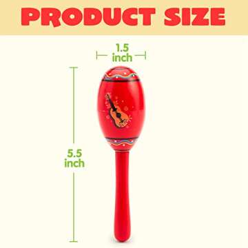 Mini Wooden Fiesta Maracas - 24 Colorful Party Favors