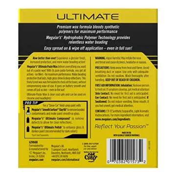 Meguiar's Ultimate Paste Wax - Premium Car Wax for a Deep, Reflective Shine Gloss with Long-Lasting Protection - Easy to Apply and Remove, Microfiber Towel and Applicator Included, 8 Oz Paste