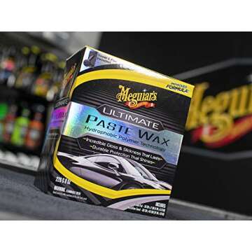 Meguiar's Ultimate Paste Wax - Premium Car Wax for a Deep, Reflective Shine Gloss with Long-Lasting Protection - Easy to Apply and Remove, Microfiber Towel and Applicator Included, 8 Oz Paste