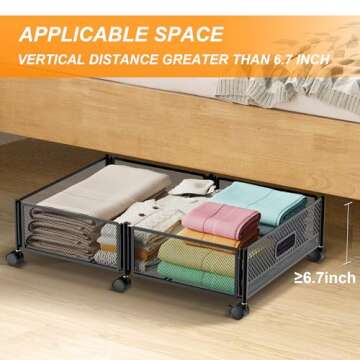 Durable Under Bed Storage Organizer with Rolling Wheels
