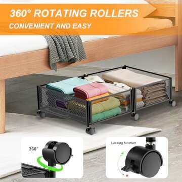 Durable Under Bed Storage Organizer with Rolling Wheels