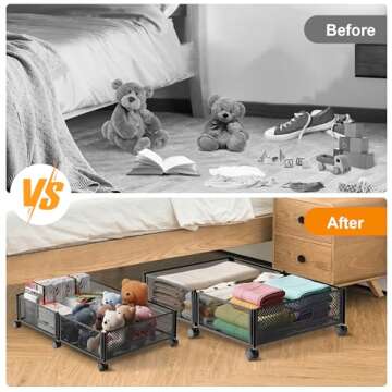 Durable Under Bed Storage Organizer with Rolling Wheels