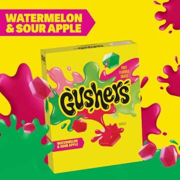 Gushers Fruit Flavored Snacks - 20 Pouches of Watermelon & Sour Apple Deliciousness!