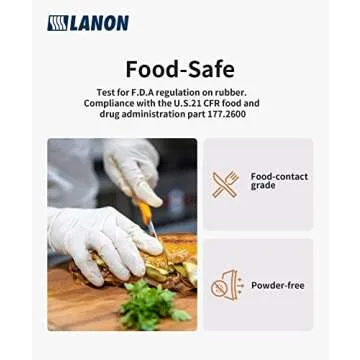 LANON Food Safe White Disposable Nitrile Gloves, Latex-Free, Powder-Free, Textured Fingertips, Cooking, Cleaning, Small