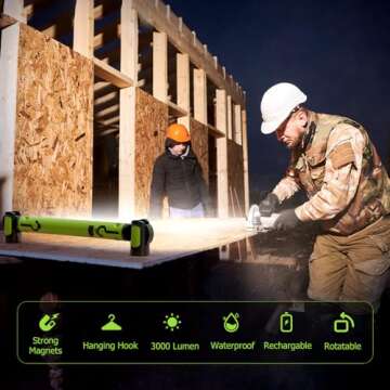 wokelux Mechanic Work Light, 3000LM Magnetic Work Light, 5200mAh Rechargeable LED Work Light Bar, Po...