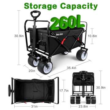 Versatile BEAU JARDIN Folding Beach Wagon for Family Use