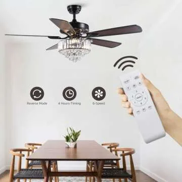 Moooni 52" Crystal Ceiling Fan with Light - Modern Elegance