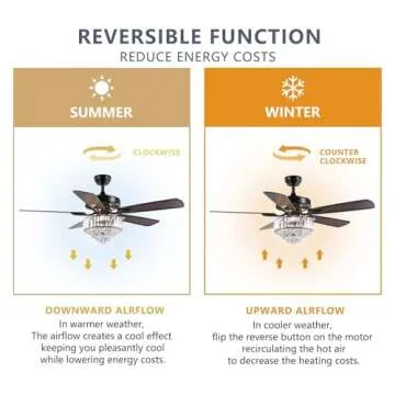 Moooni 52" Crystal Ceiling Fan with Light - Modern Elegance