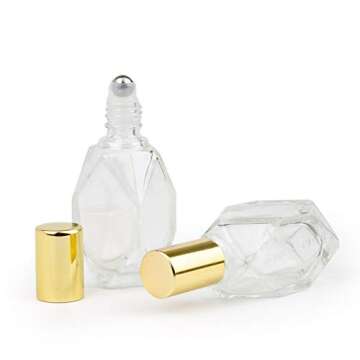 Grand Parfums Geo Mini Roller Bottles - Luxury Glass with Gold/Silver Caps