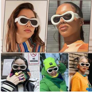 BAWUYI Oversized One Piece Inflated Sunglasses for Women & Men Y2K Shield Glasses Thick Frame Hip Hop Aesthetic Shades (Pink)