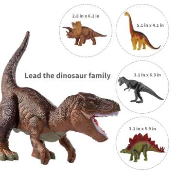 TEMI Large Dinosaur Toys for Kids 3-5, Tyrannosaurus Dinosaur with Mist Spray, Light and Sound, Big Hollow Dinosaur Stored with 4 Hand-Painted Dinosaurs and 6 Small Dinosaur, Birthday Gifts