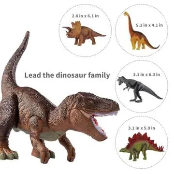 TEMI Large Dinosaur Toys for Kids 3-5, Tyrannosaurus Dinosaur with Mist Spray, Light and Sound, Big Hollow Dinosaur Stored with 4 Hand-Painted Dinosaurs and 6 Small Dinosaur, Birthday Gifts