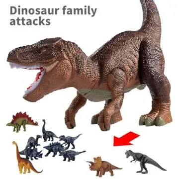 TEMI Large Dinosaur Toys for Kids 3-5, Tyrannosaurus Dinosaur with Mist Spray, Light and Sound, Big Hollow Dinosaur Stored with 4 Hand-Painted Dinosaurs and 6 Small Dinosaur, Birthday Gifts