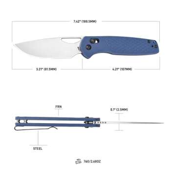 CJRB Acacia Folding Knife, 3.21'' AR-RPM9 Steel Blade Pocket Knife with Clip for Men Women, Sharp Cr...