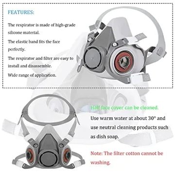 TANGS Reusable Half Facepc Cover, Respirаtor 6200 with 4 PCS 2091 Filter, Used for Painting, Dust, Welding, Metal Cutting and Other Work Protection
