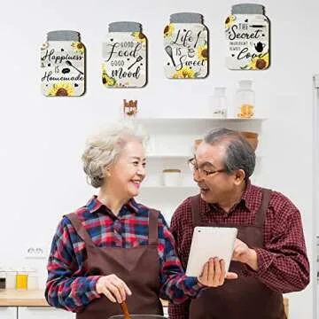 Qunclay Sunflower Kitchen Wall Decor - Rustic Wooden Art