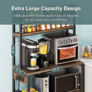 Denkee 39.4 Inch Bakers Rack with Power Outlets