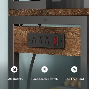 Denkee 39.4 Inch Bakers Rack with Power Outlets