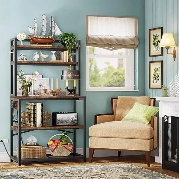 Denkee 39.4 Inch Bakers Rack with Power Outlets