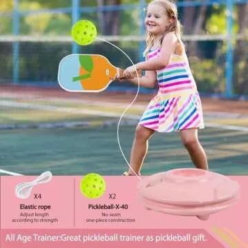 FeichangKeji Match Buddy Pickleball Trainer with String Sportastic Pickleball Practice Rebounder Accessories Training Aids and Equipment Indoor Hitting Trainer Machine Outdoor (Pink)