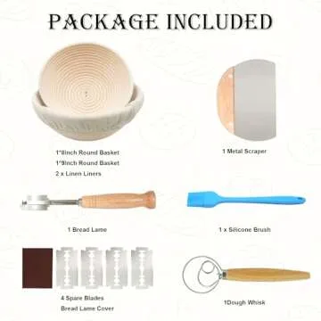 Unihopper Bread Proofing Basket Set of 2，8 Inch & 9 Inch Round, Ratten Basket Bowls with Bread Making Tools Supplies for Sourdough Baking Fermentation Basket Gift Kits.