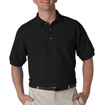 Gildan Men's Ultra Cotton Pique Polo Shirt - Classic Black, Perfect Fit