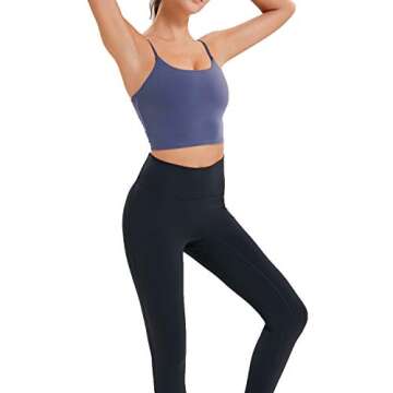 Lemedy Women Padded Sports Bra Fitness Workout Running Shirts Yoga Tank Top (L, Navy Blue)