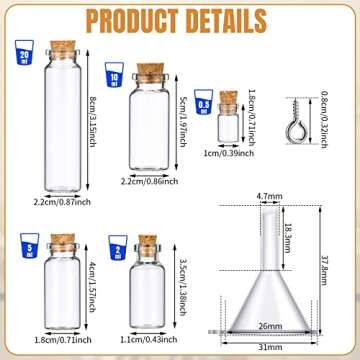 Sherli 45 Pcs Mini Tiny Glass Jars Small Bottles with Cork Stoppers Spell Jars with Eye Screws and F...