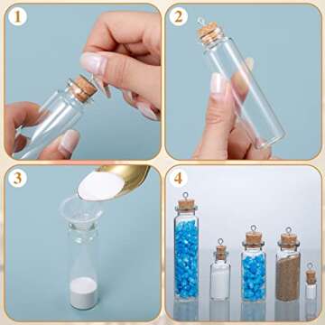 Sherli 45 Pcs Mini Tiny Glass Jars Small Bottles with Cork Stoppers Spell Jars with Eye Screws and Funnels Tiny Cork Glass Bottles for DIY Art Craft(0.5ml, 2ml, 5ml, 10ml, 20ml)
