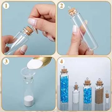 Sherli 45 Pcs Mini Tiny Glass Jars Small Bottles with Cork Stoppers Spell Jars with Eye Screws and Funnels Tiny Cork Glass Bottles for DIY Art Craft(0.5ml, 2ml, 5ml, 10ml, 20ml)
