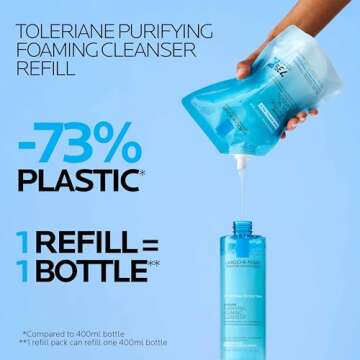 La Roche-Posay Toleriane Purifying Foaming Facial Cleanser, Niacinamide + Ceramides + Prebiotic Ther...