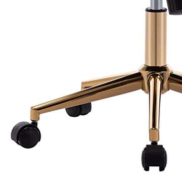 DUHOME Modern Home Office Chair，Cute White Desk Chair with Gold Base, PU Leather Task Chair Computer Chair Rolling Chair with Wheels, Armless Vanity Chair for Teens