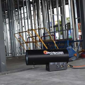 MH400FAVT 400,000 BTU Forced Air Propane Heater - Thermostat Controlled, Black