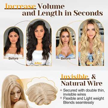 Benehair Invisible Wire Human Hair Extensions - 18" Dark Auburn