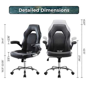 Stylish Ergonomic PU Leather Office Chair with Armrests