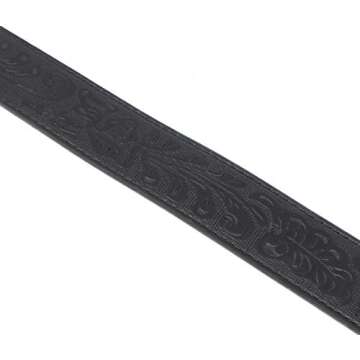 BC Belts Leather Belt Strap with Embossed Western Scrollwork 1.5" Wide with Snaps (Black-XS)